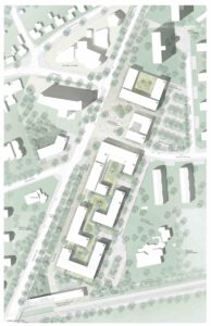 Lageplan des Siegerentwurfs für die „Neue Mitte“ Moisling (Darstellung: Zastrow + Zastrow Architekten + Stadtplaner und Brien - Wessels – Wernig)